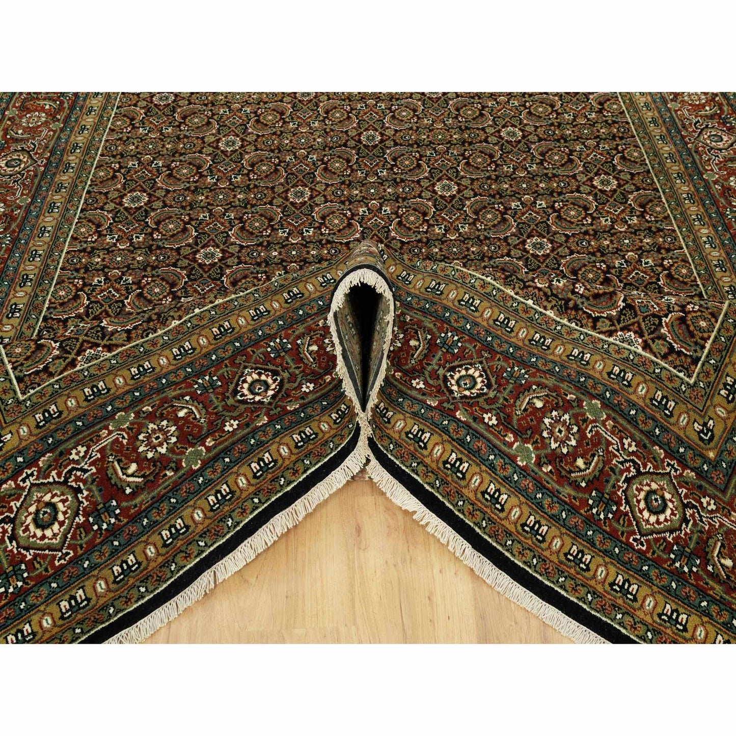 7'10"X10' Anchors Aweigh Blue Fish Pattern Herati Wool Hand Knotted Rug