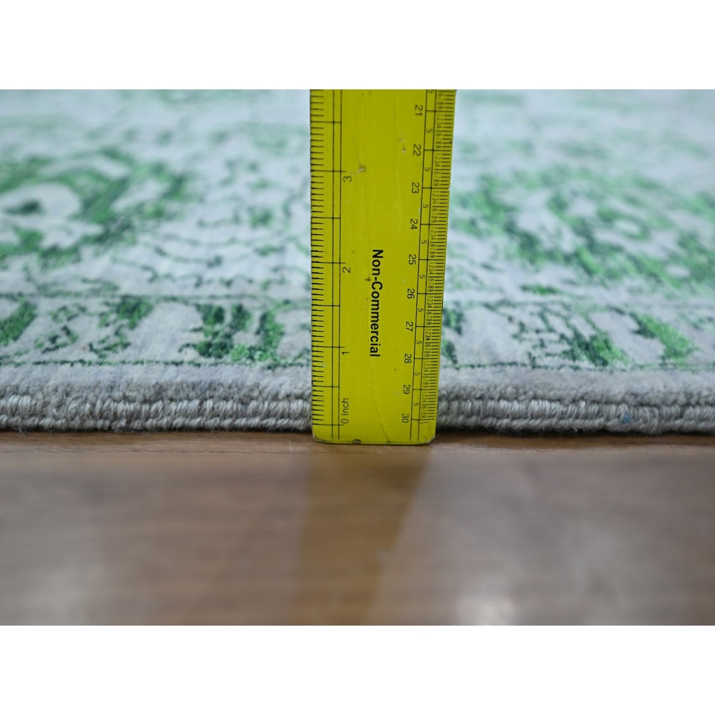 8'X10'1" White & Green Zoroastrian Influence Design Wool Hand Knotted Rug