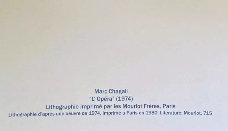 Marc Chagall Signed Mourlot Coa Lithograph Op