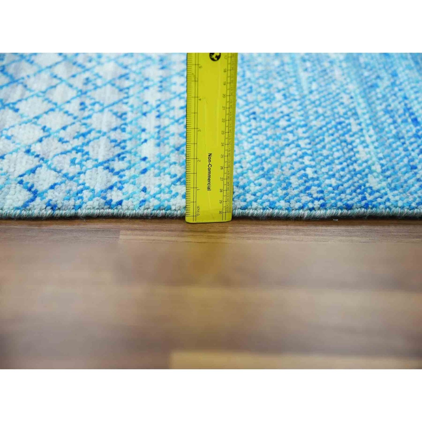 8'X9'10" Blue Chiaroscuro Collection Hand Knotted Pure Wool Oriental Rug