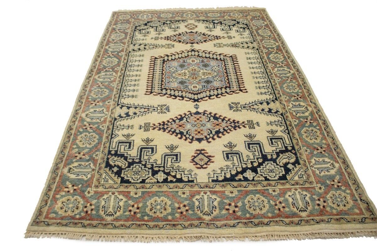 Handmade Indo-Viss Oriental Rug Cream Tribal