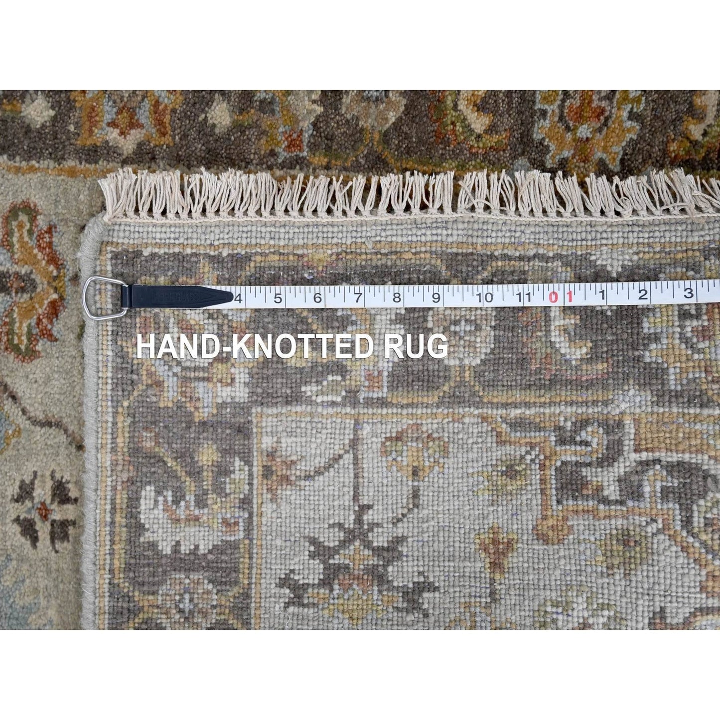 2'7"X10' Goose Gray Karjihooz Design Pure Wool Hand Knotted Runner Rug