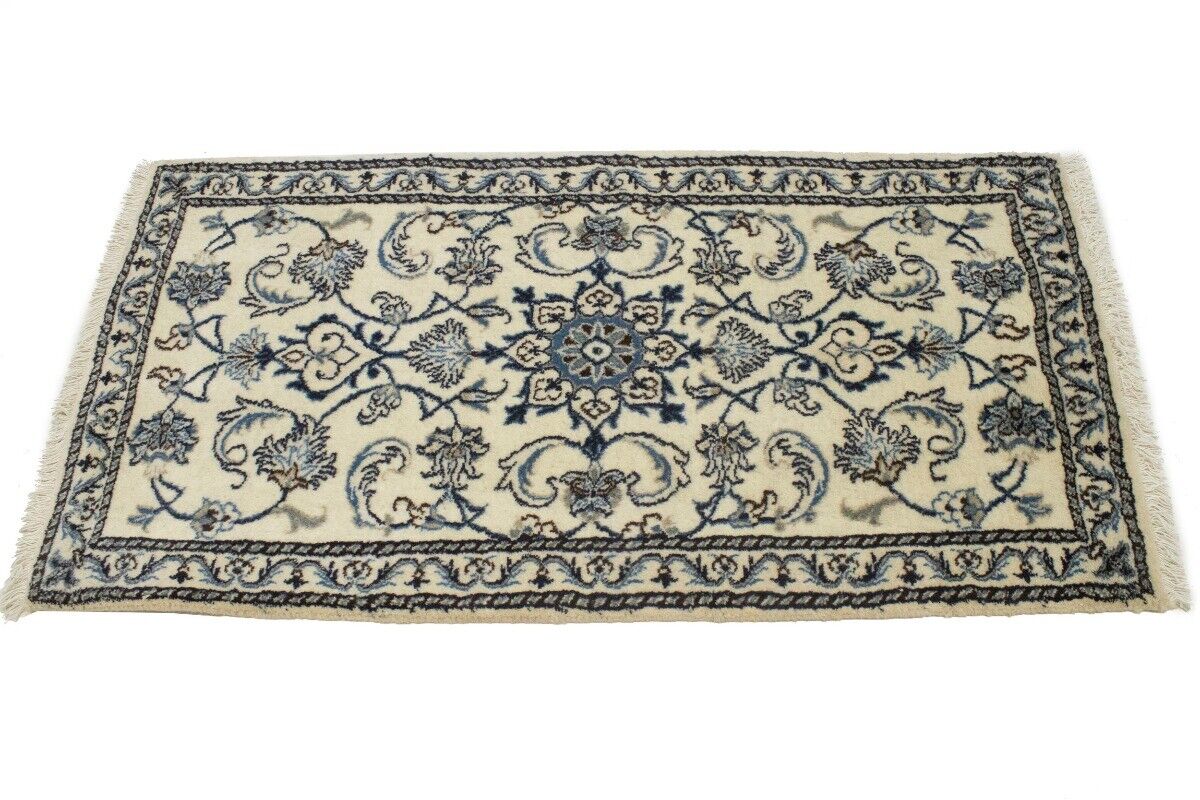 Vintage Nain Oriental Rug Cream Floral Classic