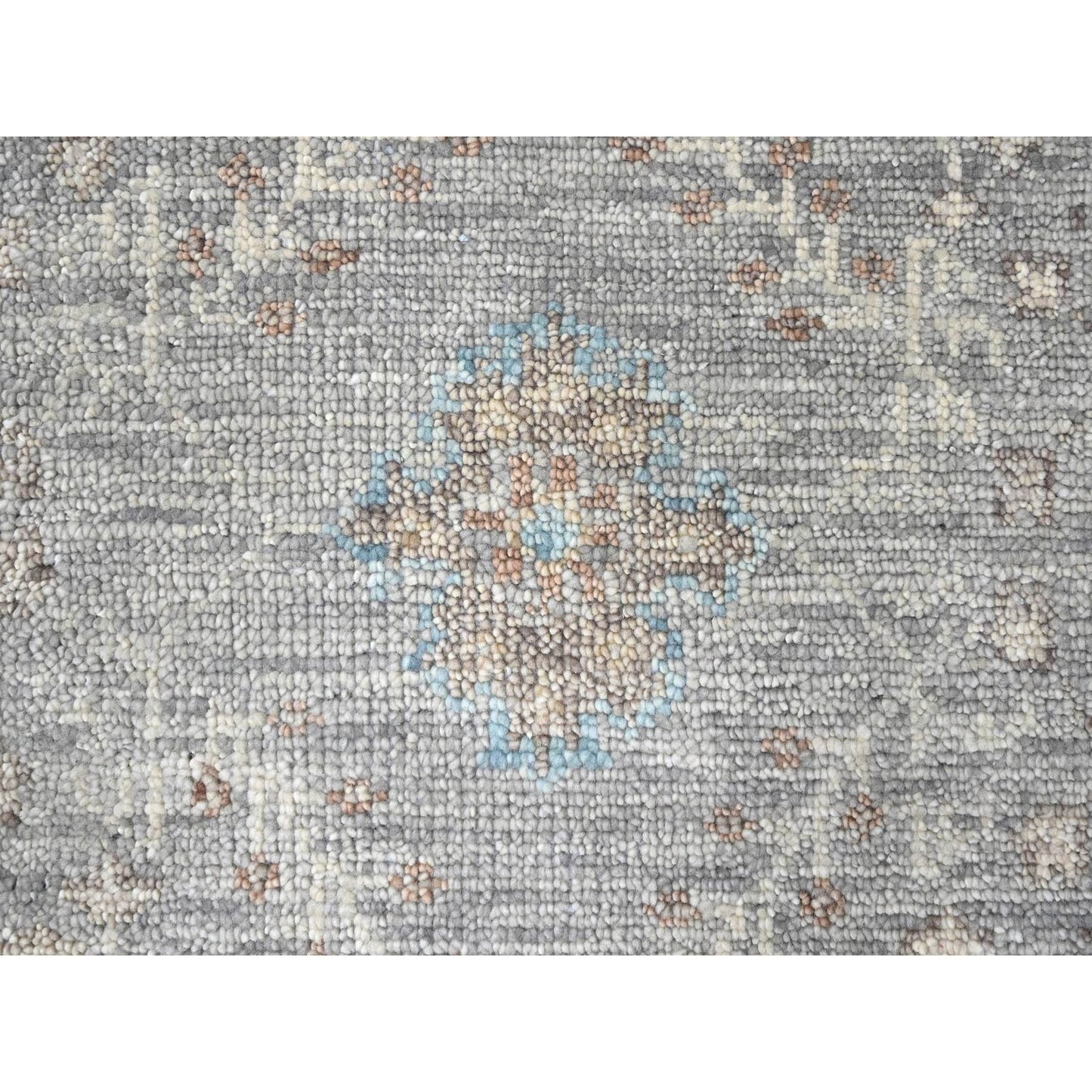 9'X12'1" Medium Gray Oushak Design Hand Knotted All Wool Oriental Rug