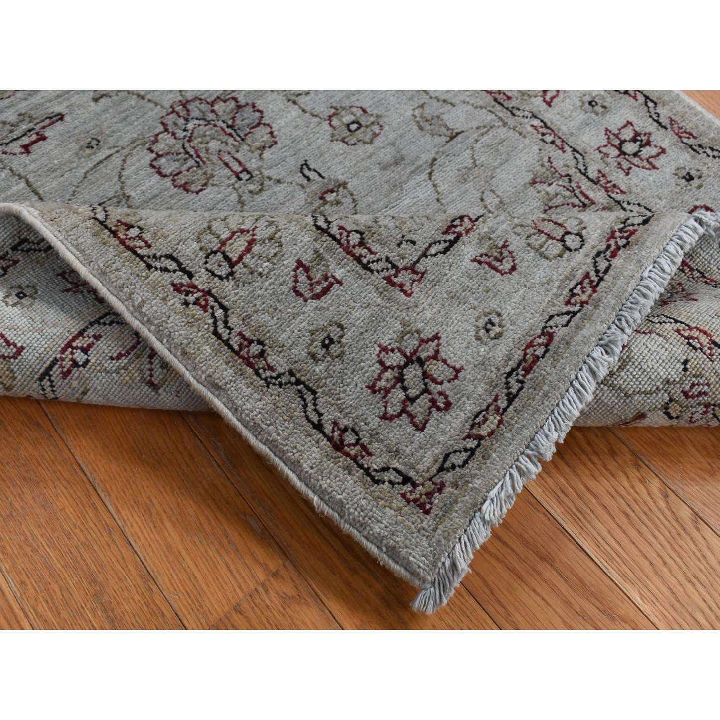 2'8"X13' Gray Overdyed Ziegler Mahal Pure Wool Hand Knotted Runner Rug