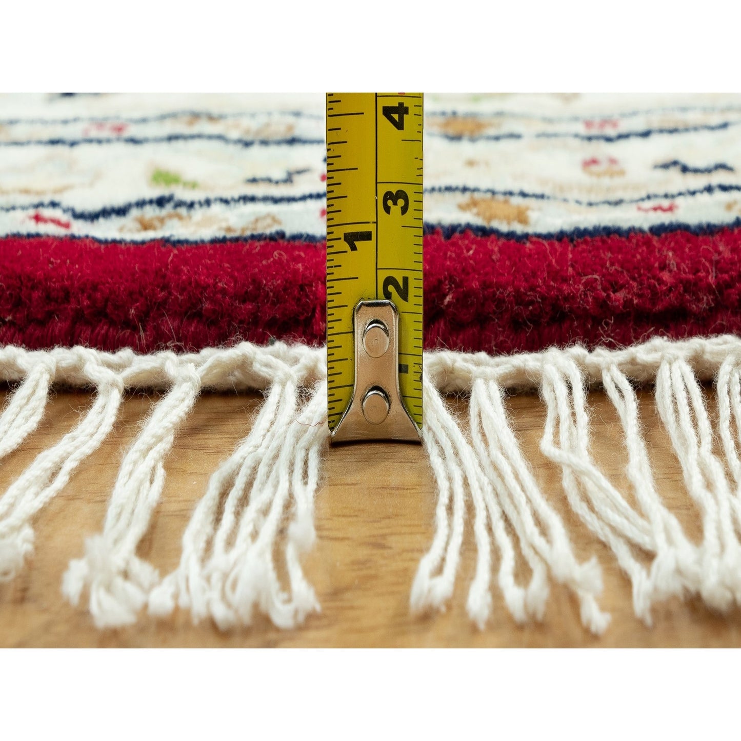8'X8' Barn Red 250 Kpsi Hand Knotted Nain Soft Wool Oriental Round Rug