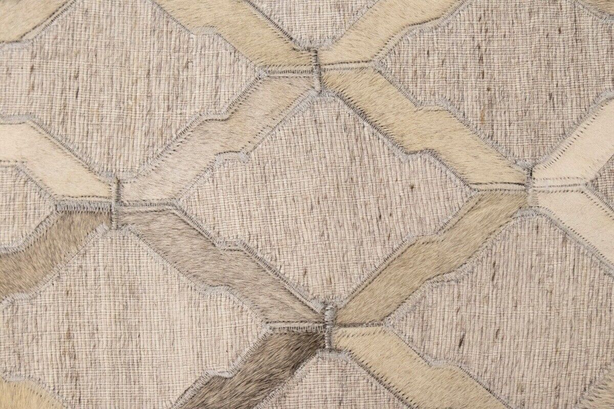 5X8 ft Handcrafted Silver Cowhide Rug