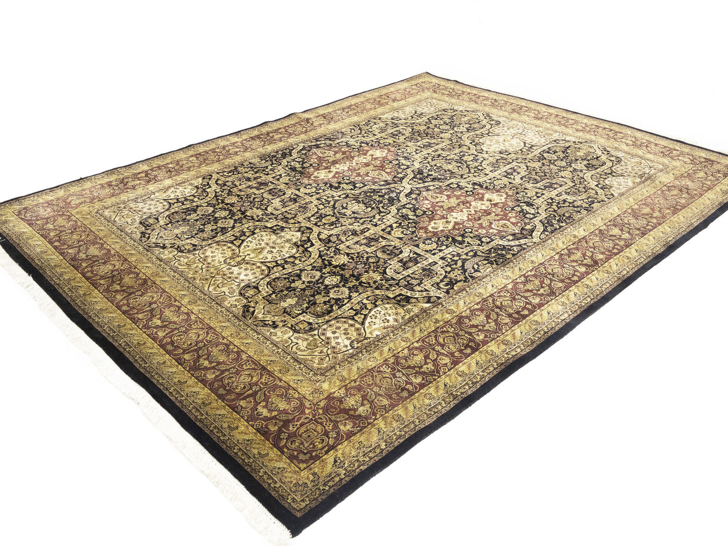 Hand-Knotted Agra Jaipur Oriental Rug Floral