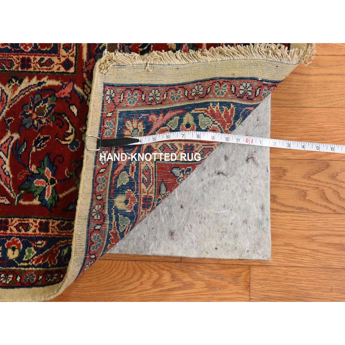 10'1"X13'9" Ivory Semi Antique Zoroastrian Saroogh Wool Hand Knotted Rug