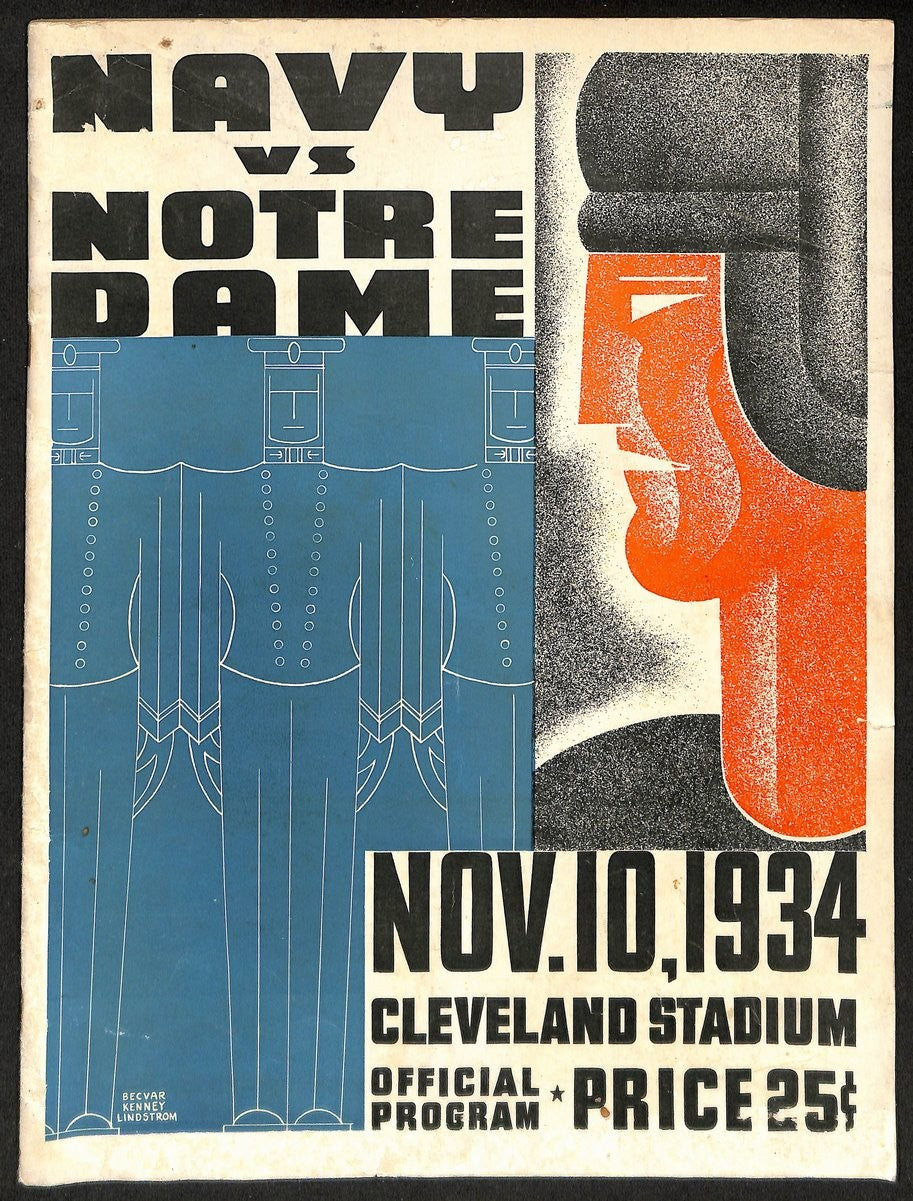 1934 Navy Vs Notre Dame Vintage College Football