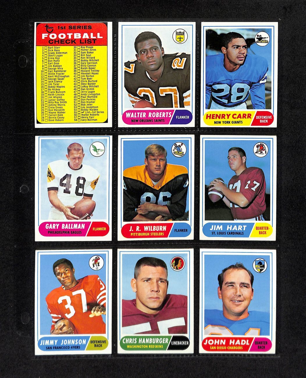 1968 Topps Football Card Complete Set (1-219)