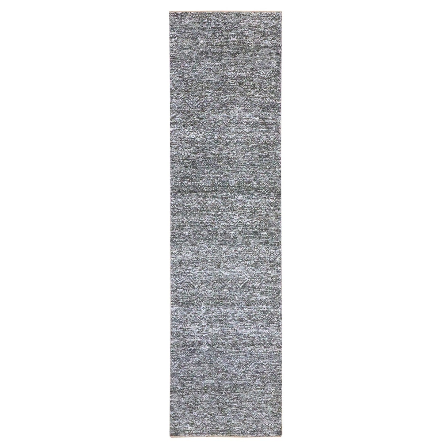 2'7"X9'10" Gray Kohinoor Herat Design Soft Wool Hand Knotted Runner Rug
