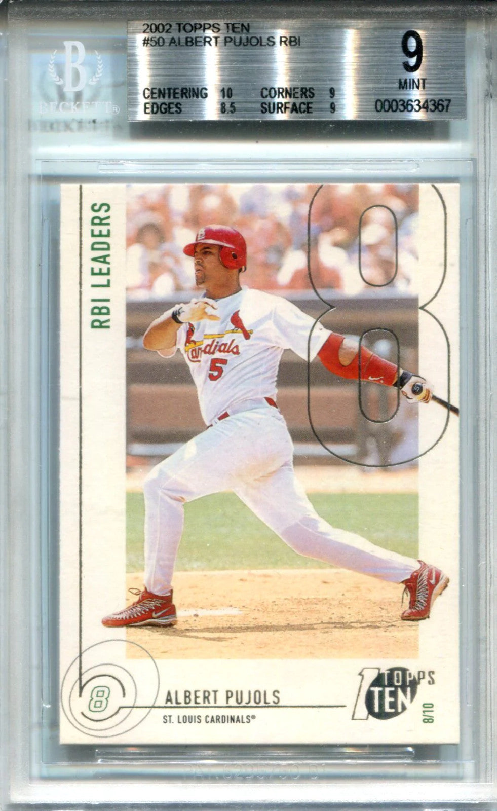 Albert Pujols 2002 Topps Ten Unsigned Card #8/10