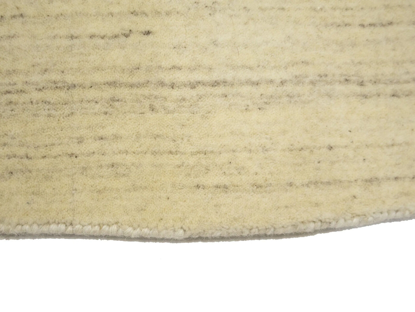 Cream Solid Hand-Loomed 8X8 Gabbeh Wool Rug