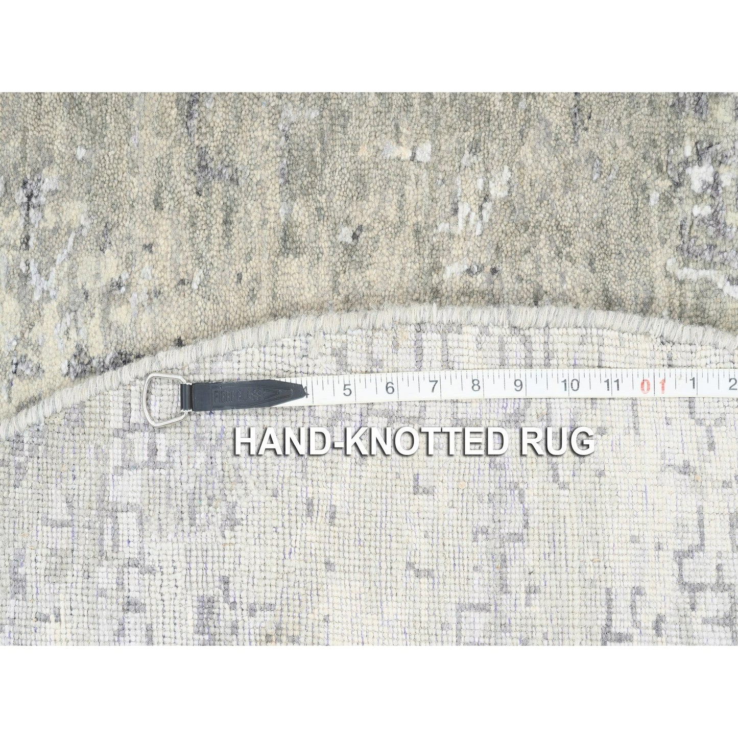 5'10"X5'10" Round Wool-Silk Abstract With Mosaic Design Hand Knotted Rug