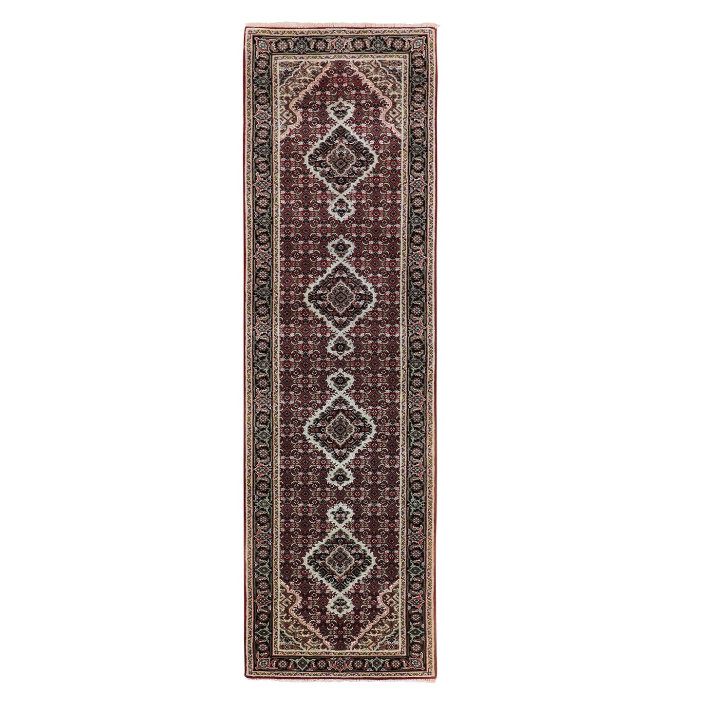 2'8"X10'1" Red Tebraz Mahi Fish Design Hand Knotted Runner Rug