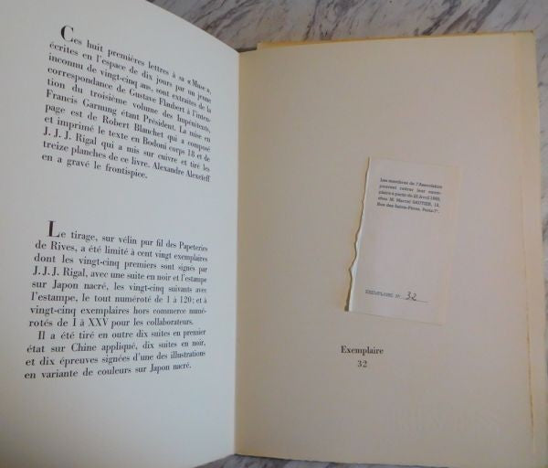 Gustave Flaubert Premires Lettres L.C. 1957 Limited Ed. Rigal Etchings No.32