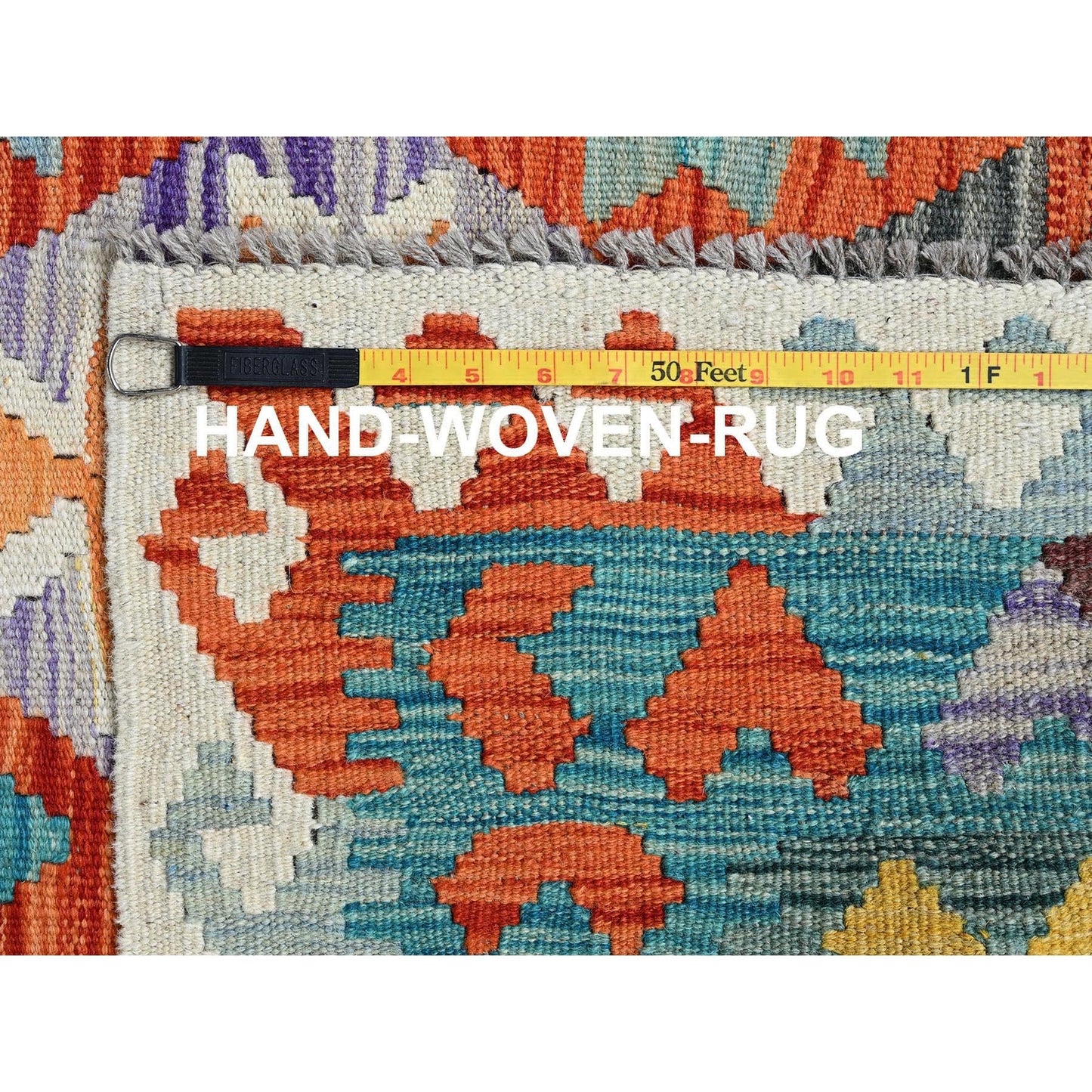 10'X13' Colorful Afghan Kilim Flat Weave Pure Wool Hand Woven Rug
