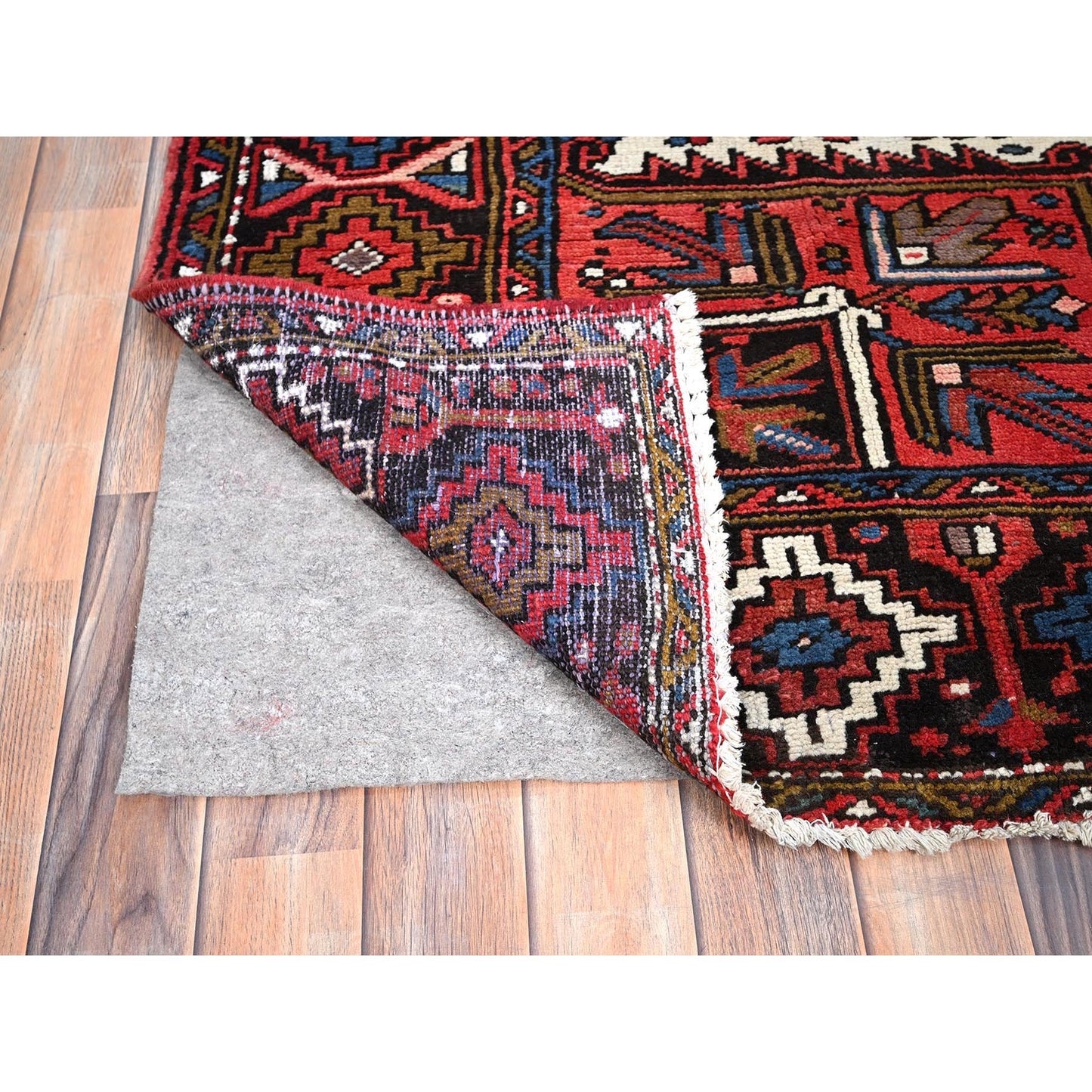 7'6"X10'7" Burnt Peanut Red Vintage Zoroastrian Heris Hand Knotted Rug