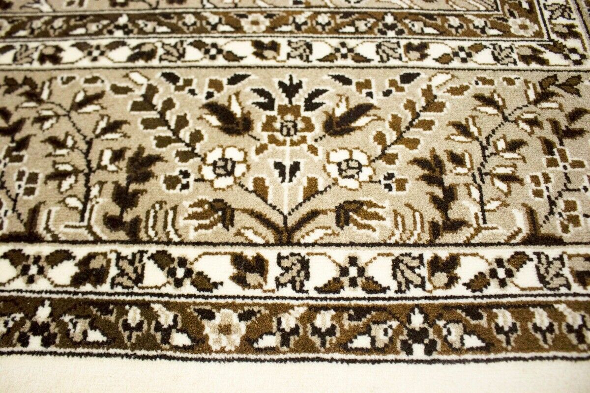 Hand-Knotted Cream Kirman Square Rug Oriental