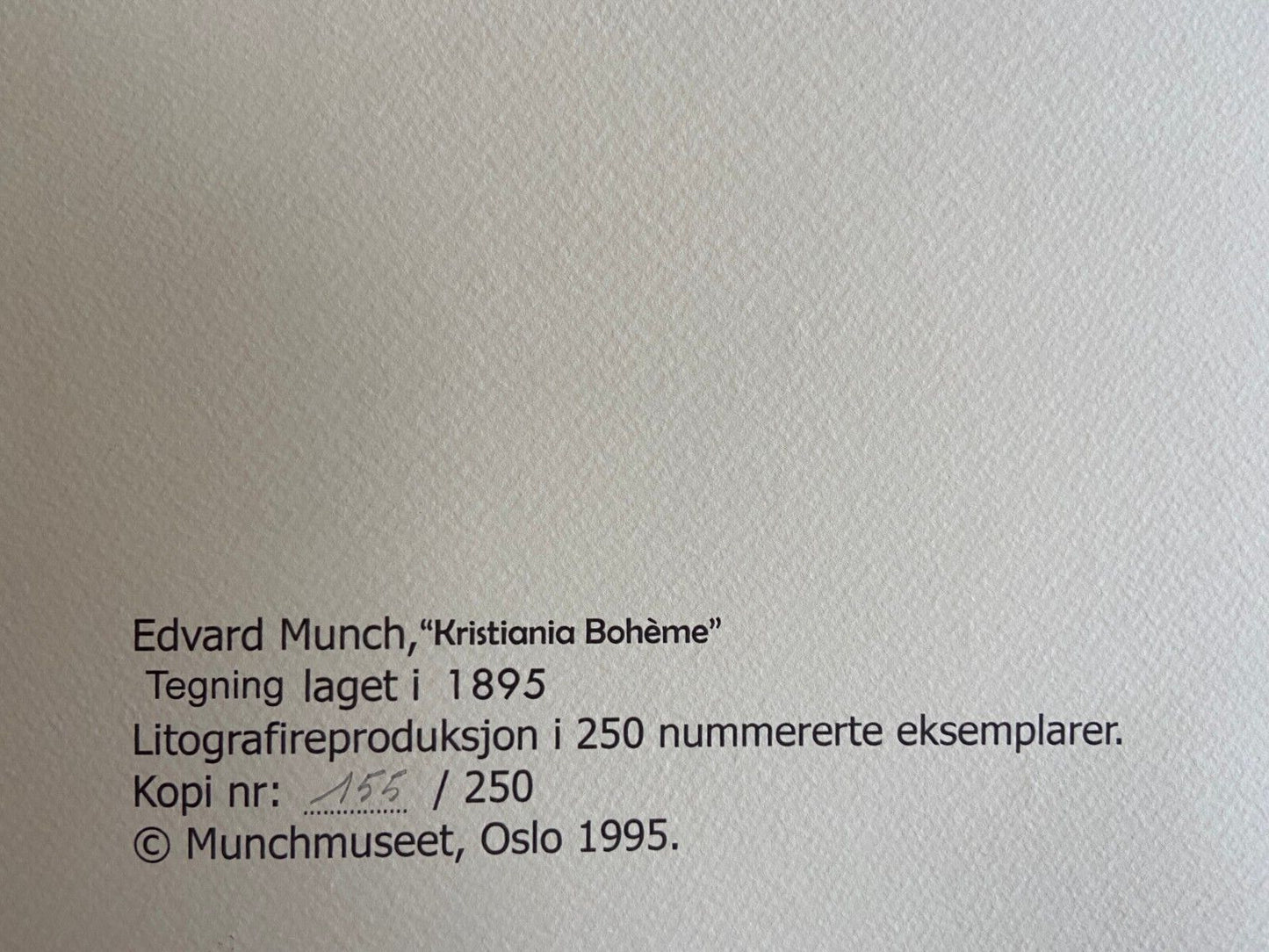 Edvard Munch Lithograph Coa Numbered A Hand