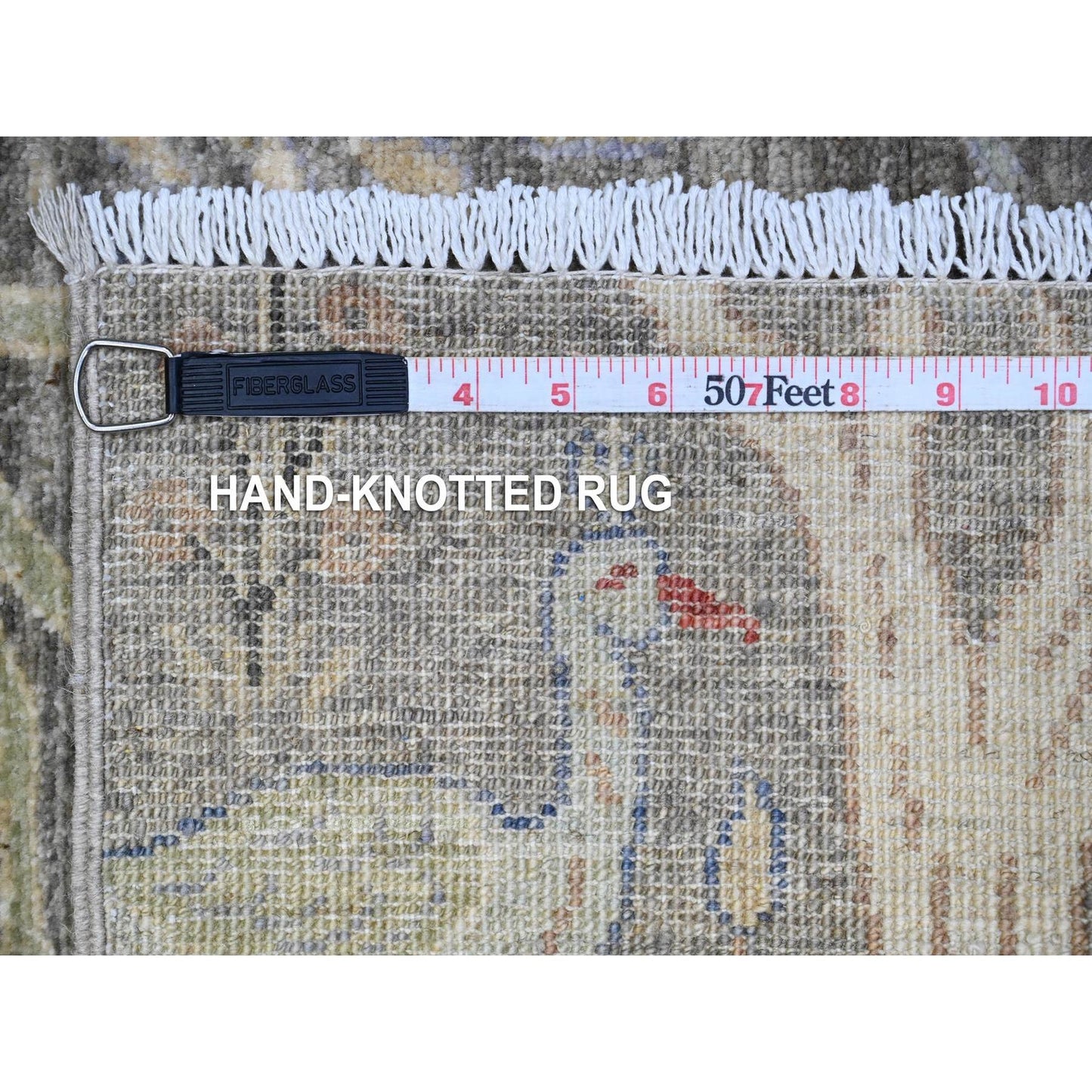 2'6"X9'9" Gray Birds Of Paradise Hand Knotted Wool Runner Oriental Rug