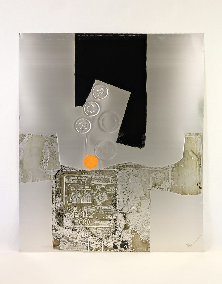 Antoni Clav 1972 Signed Limited Ed. "Echo" Collage Linocut Embossed On Aluminum