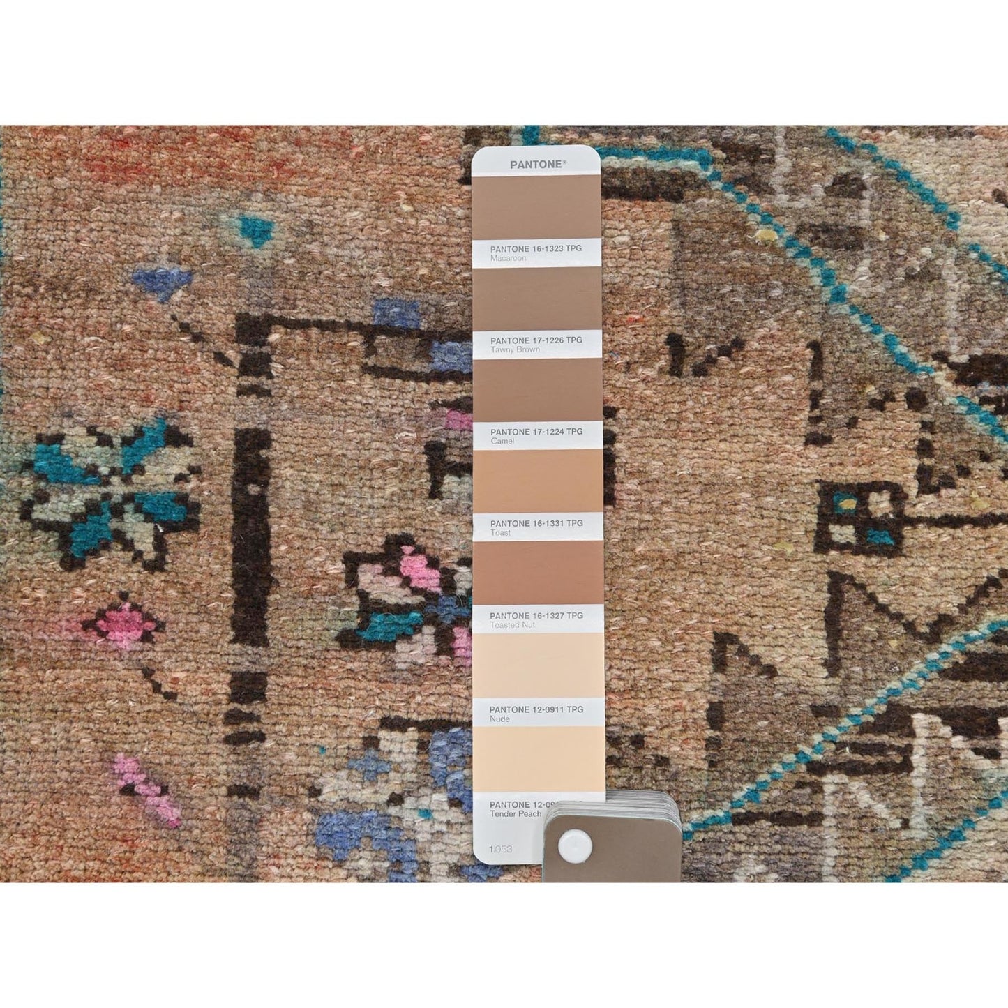 3'4"X9'3" Brown Hand Knotted Vintage Farsian Worn Wool Wide Runner Rug