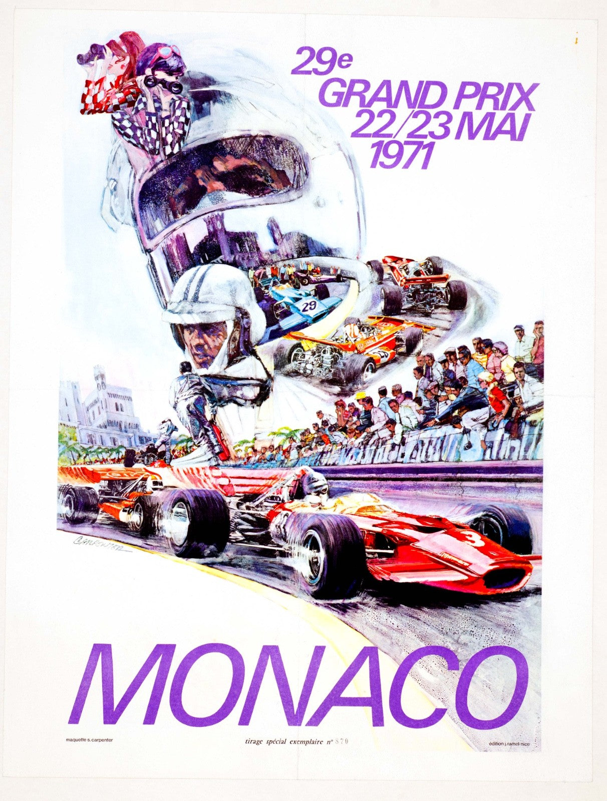 #870 Monaco Grand Prix 1971 Poster Steve Carpenter Race Edition