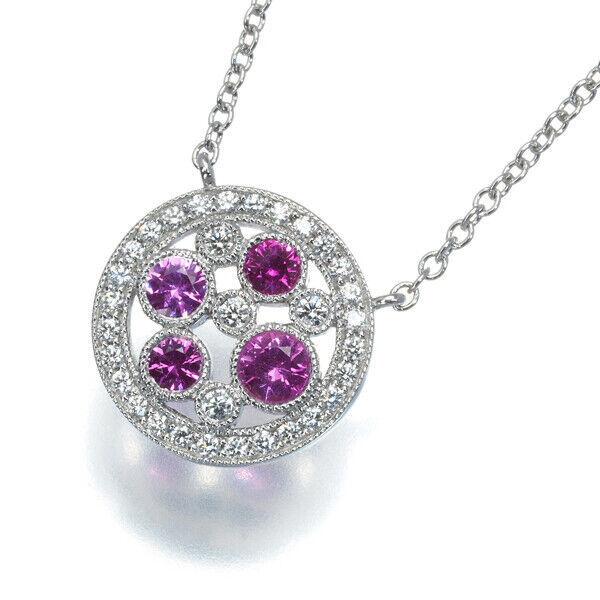 Tiffany&Co. Necklace Pink Sapphire Diamond Cobblestone 950 Platinum