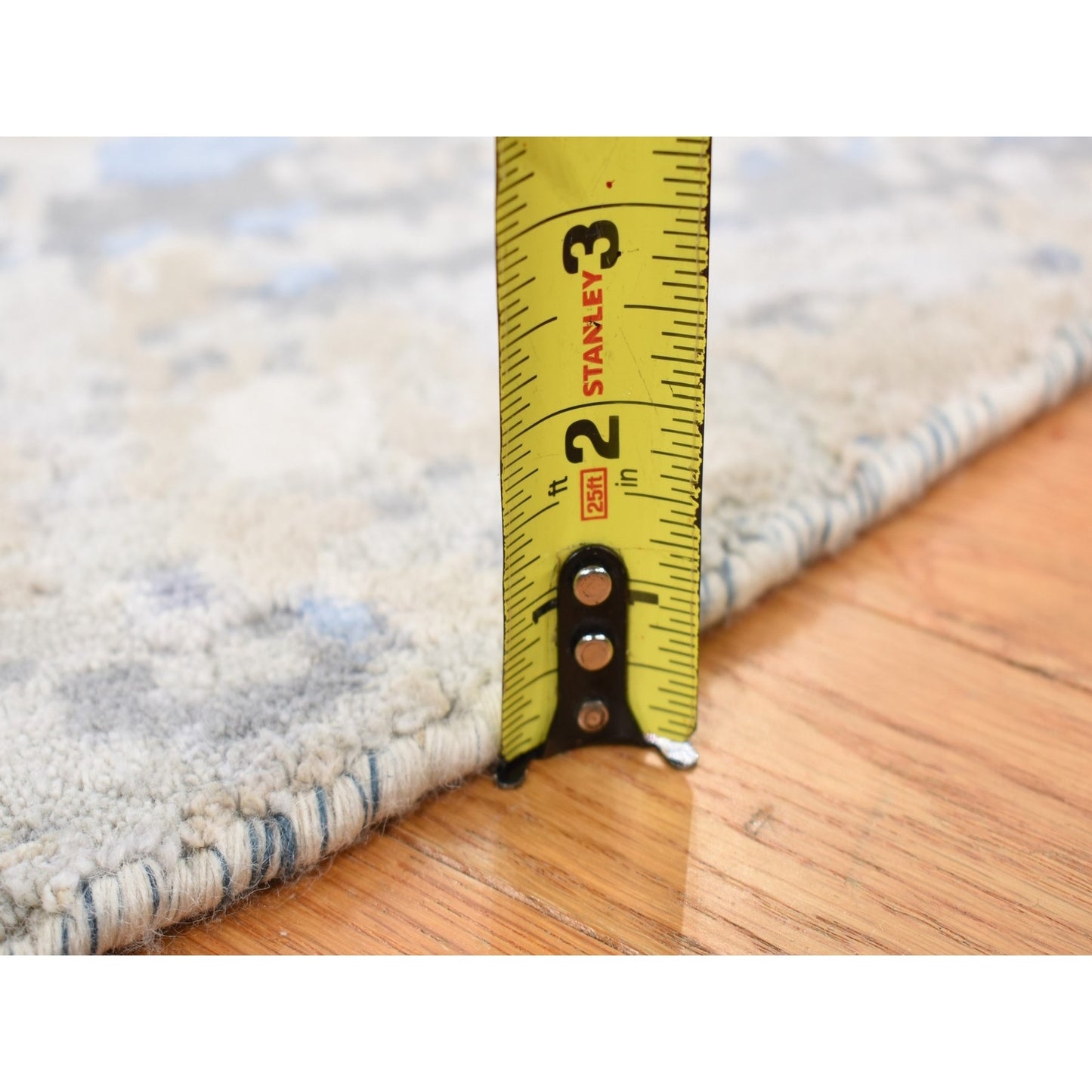 9'X9' Blue Broken Mosaic Wool And Silk Hand Knotted Round Rug