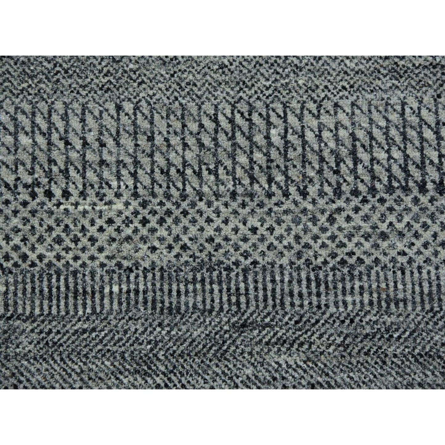 12'1"X15'1" Peppercorn Gray Undyed Wool Hand Knotted Grass Oversized Rug
