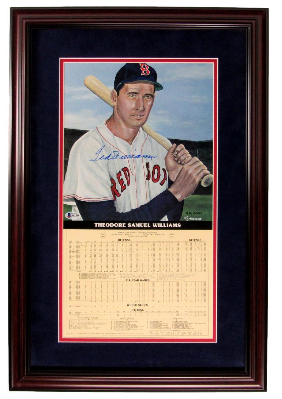 Ted Williams Red Sox Signed 12X18 Lithograph W/
