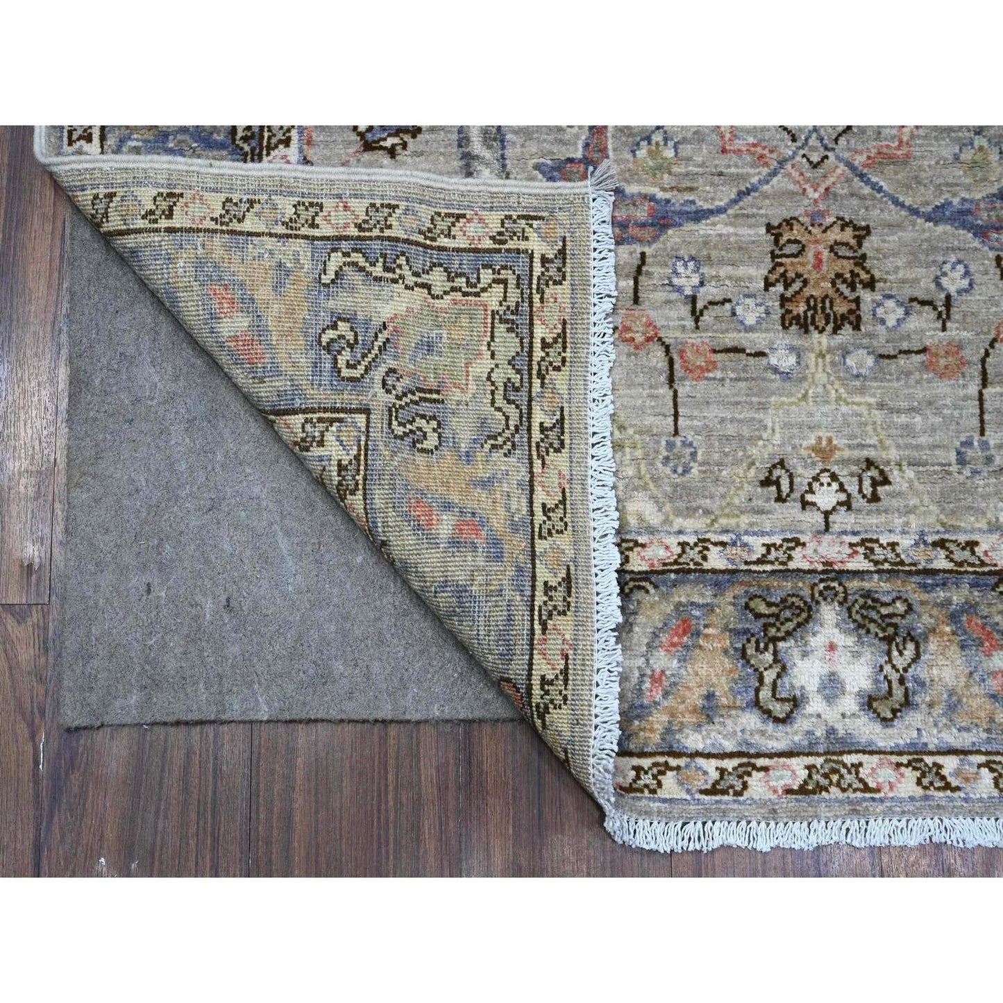 4'X12' Pastel Gray Fine Aryana Collection Wide Runner Oriental Rug