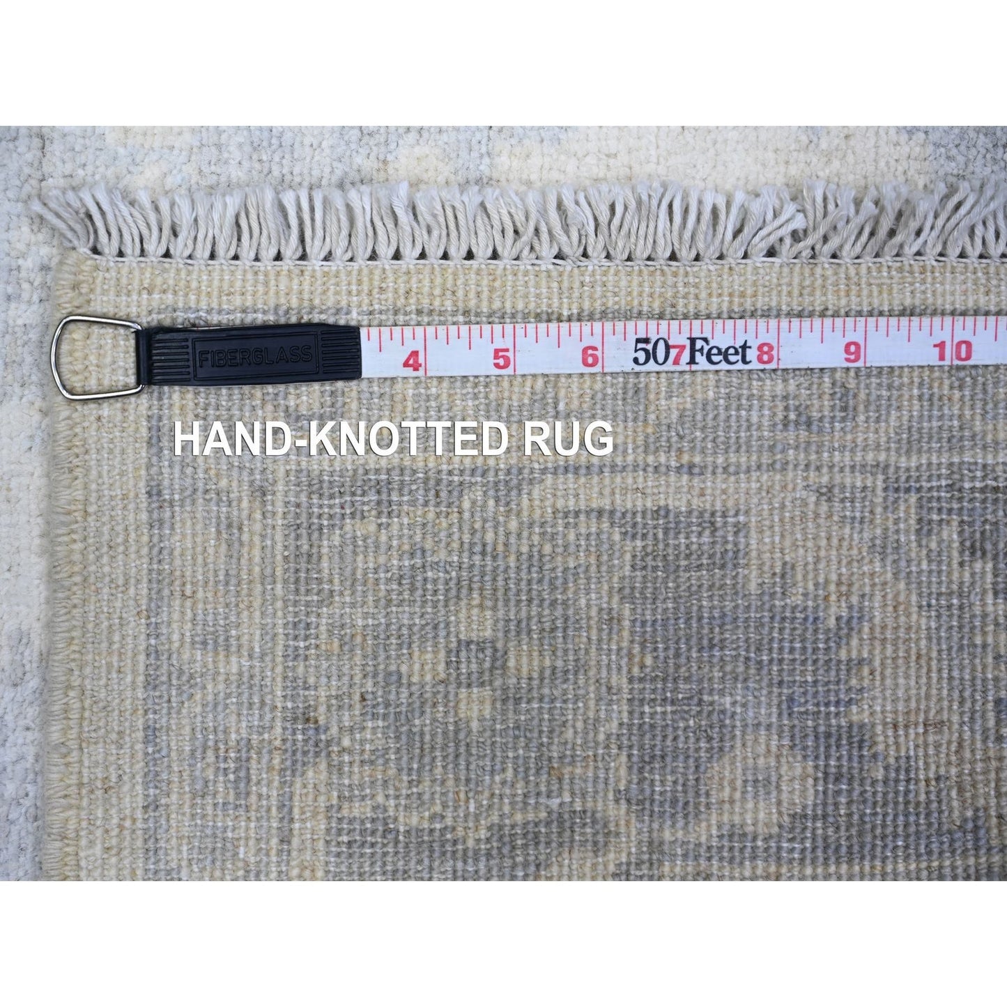 4'1"X5'8" Ivory White Wash Peshawar Faded Colors Wool Hand Knotted Rug