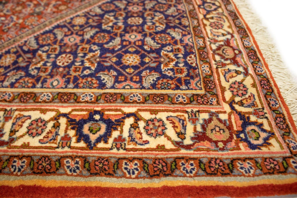 Handmade Vintage Oriental Rug 4X5 Ft Rust Orange