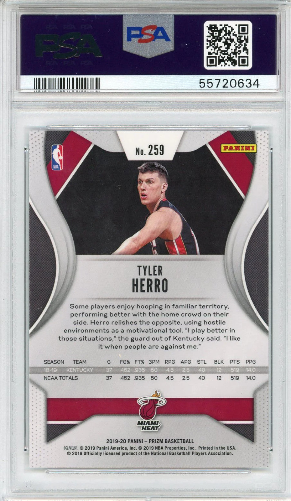 Tyler Herro 2019 Panini Prizm Rookie Card #259 (Psa)