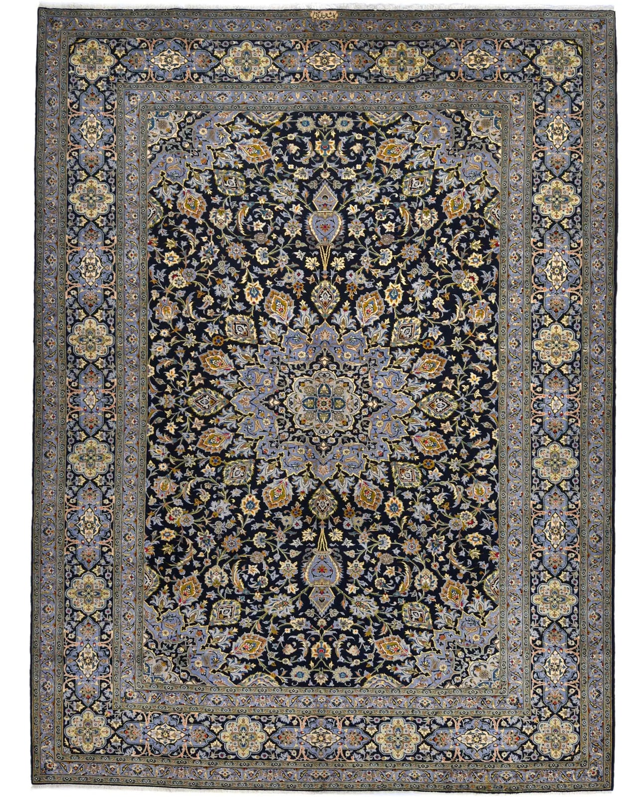 Handmade Oriental Rug Purple-Navy Medallion