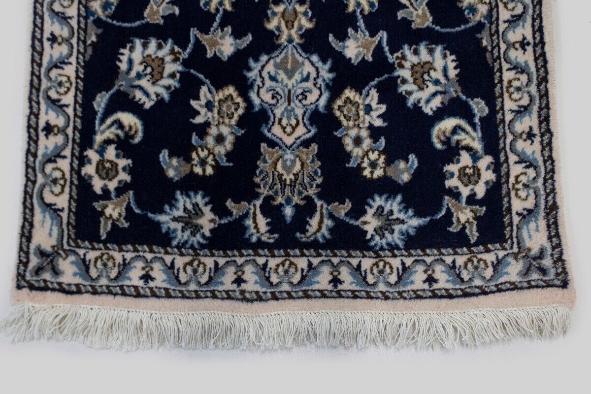 Handmade Traditional Navy Thick Pile Rug Small