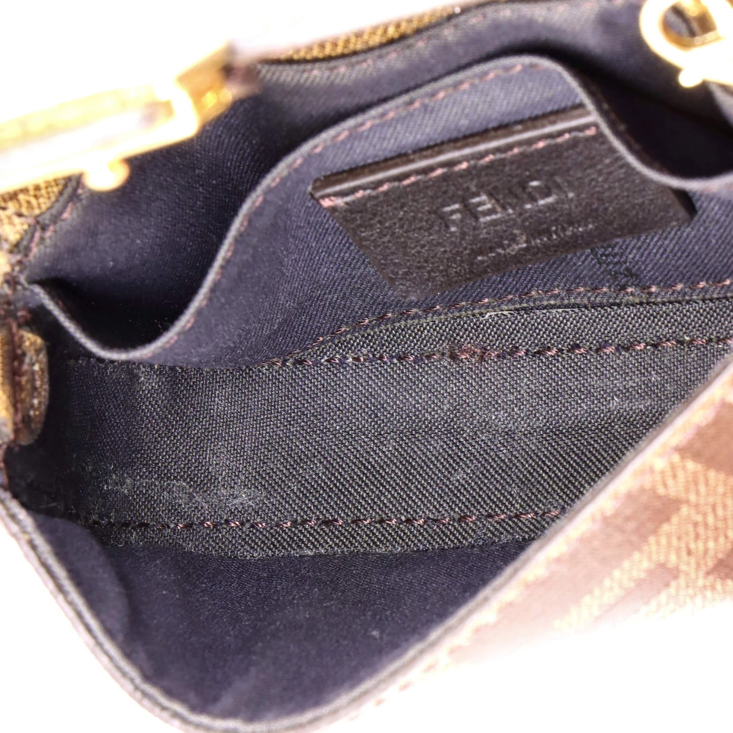 Fendi Chain Baguette Charm Bag Zucca Coated Canvas Nano