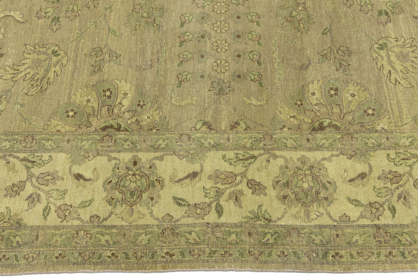 Hand-Knotted Wool Oriental Rug Large Distressed