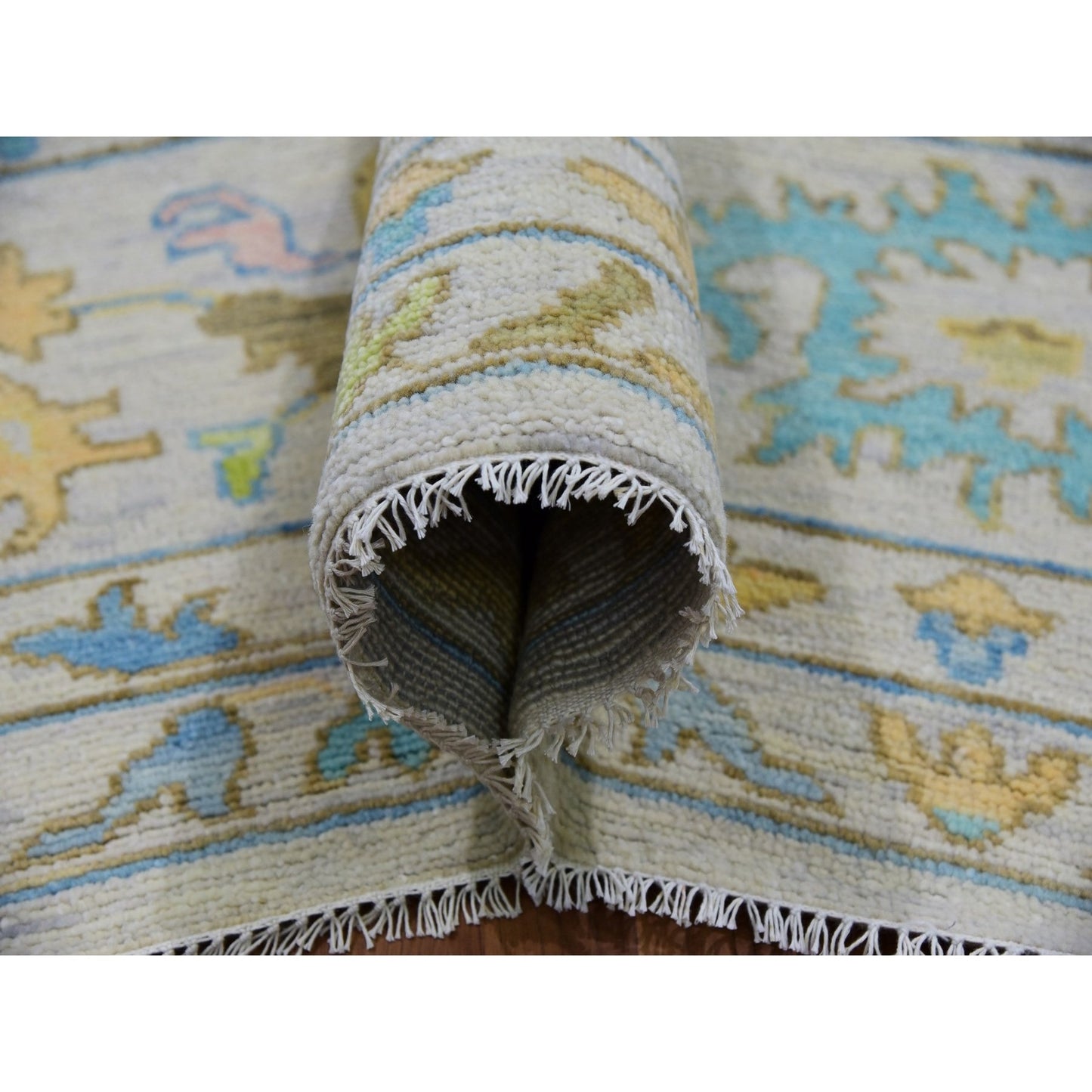 12'4"X14'10" White 100% Wool Oushak Weave Hand Knotted Oversized Rug