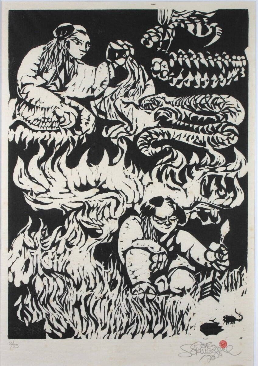 Jorg Schmeisser 1970 Original Woodblock Print