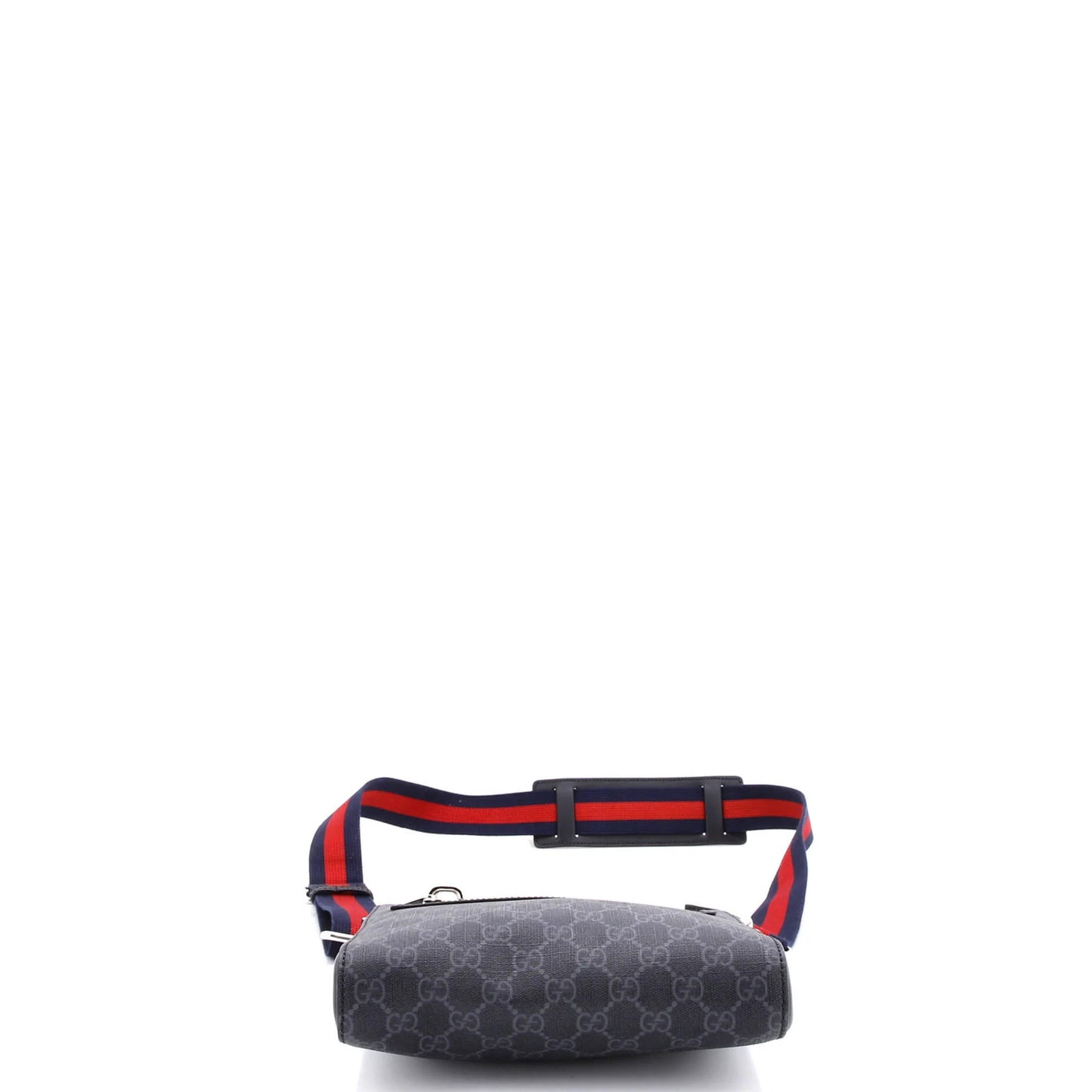 Gucci Web Strap Front Zip Messenger Bag Gg Coated Canvas Small