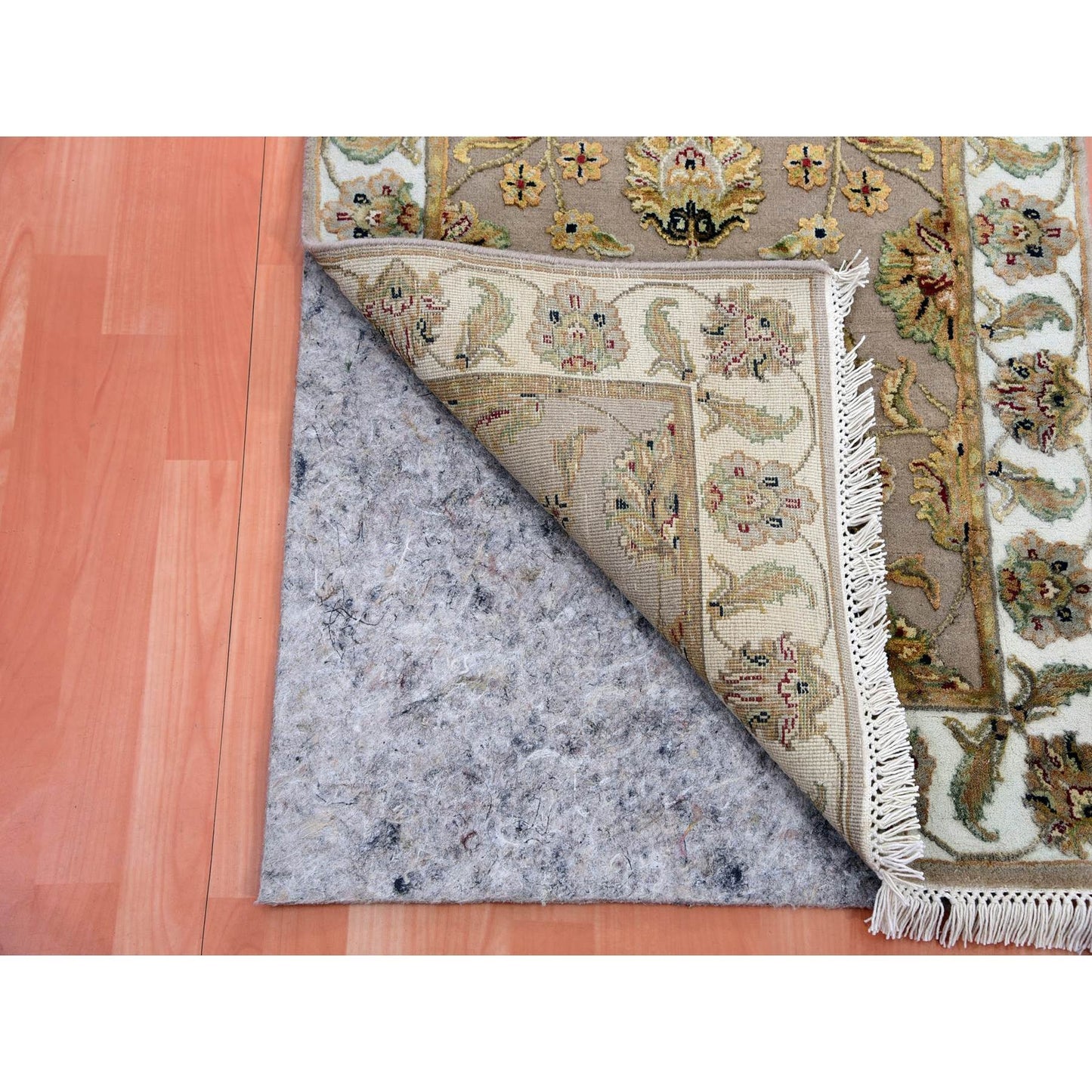 2'6"X10'1" Brown Hand Knotted Wool Silk Rajasthan Design Runner Rug