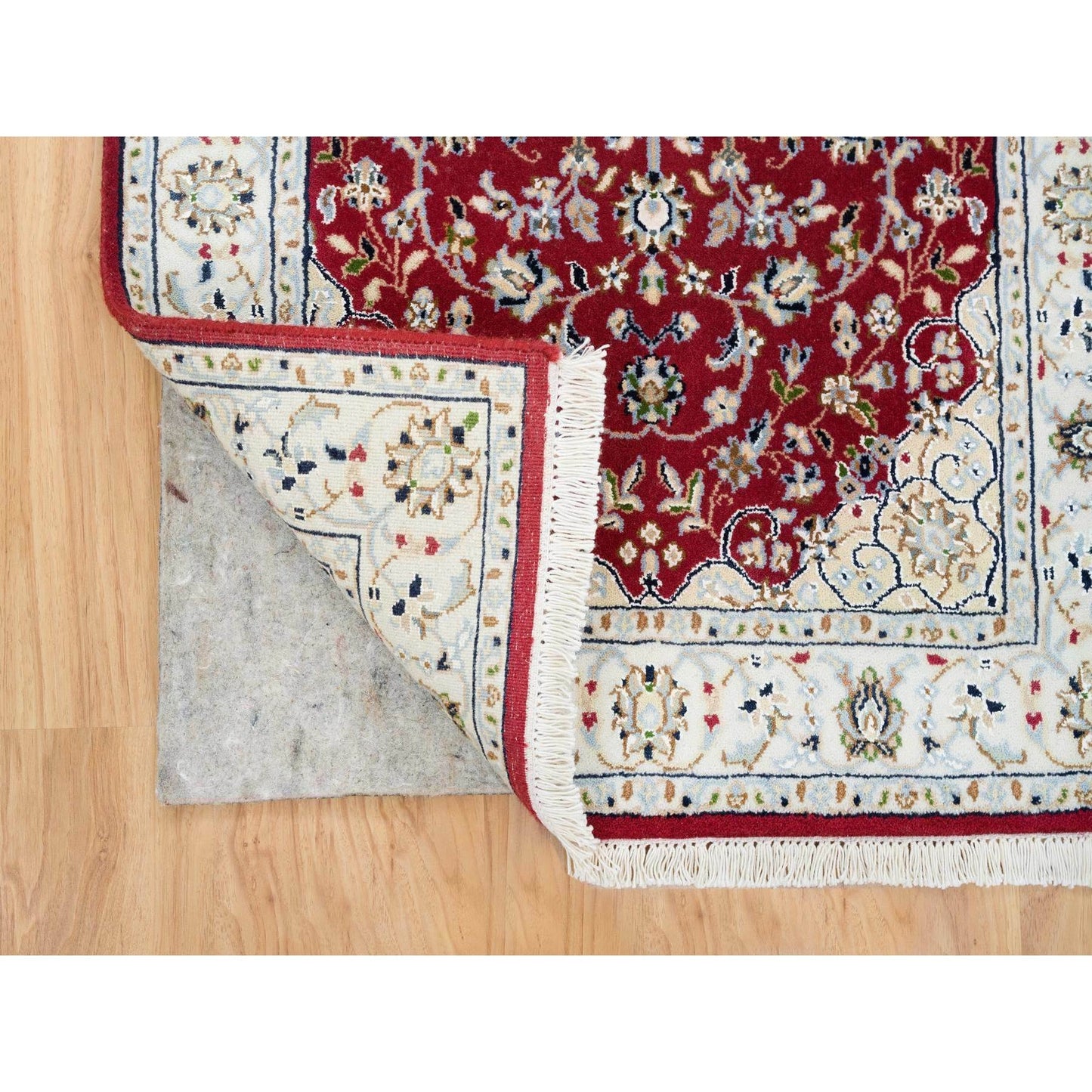 2'7"X8' Burgundy Red Nain Design 250 Kpsi Wool Runner Oriental Rug