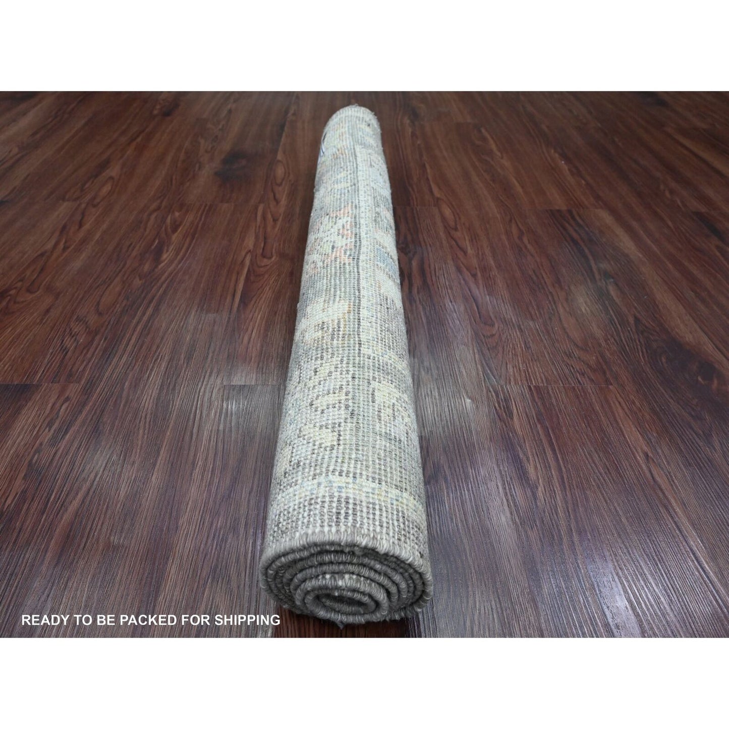 2'10"X5'10" Brown Angora Oushak Leaf Design Hand Knotted Wool Runner Rug