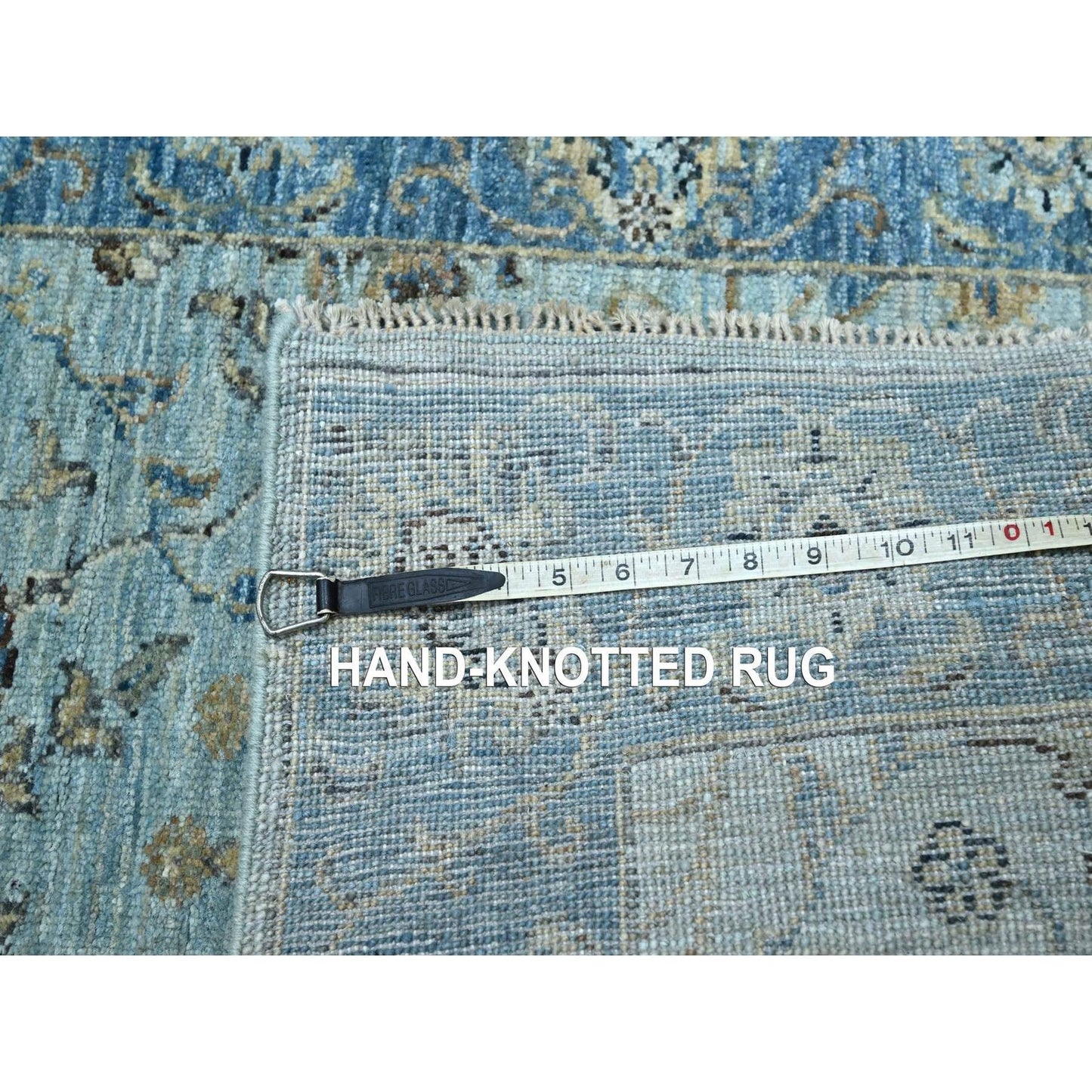 2'6"X14' Blue Shah Abbas Flower Design Pure Wool Hand Knotted Runner Rug