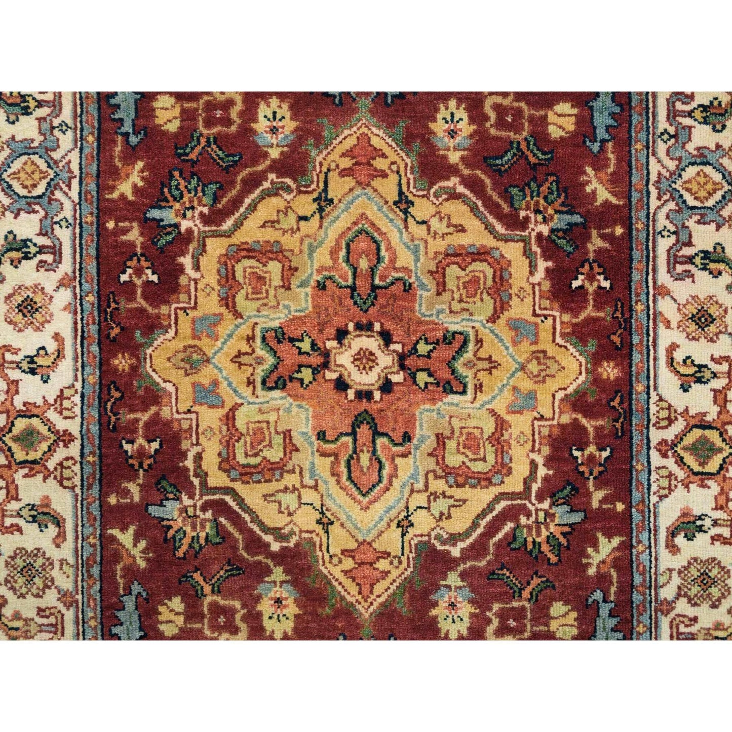 2'7"X12' Red Fine Heris Re-Creation Wool Hand Knotted Runner Rug