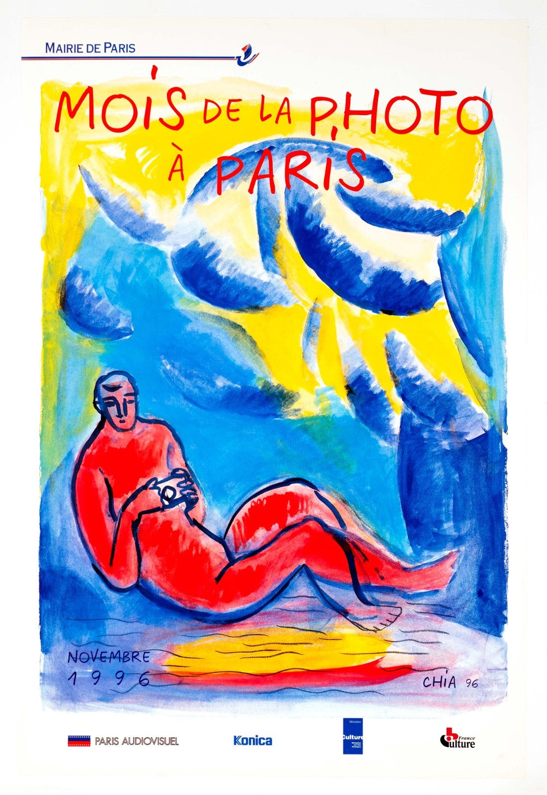 Sandro Chia 1996 Mois De La Photo Paris Original Serigraphie 17 X 24 Inches